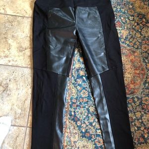 Ruby ribbon faux leather pants.